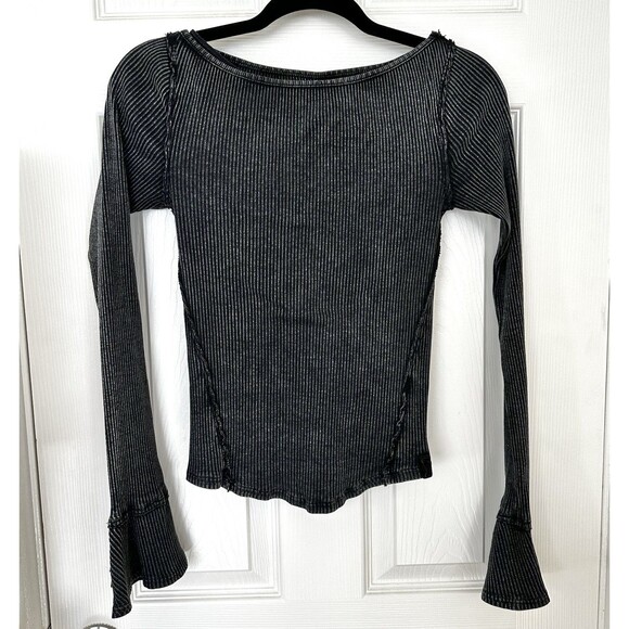 Free People Soul Sister Layering Top Women's Size S Black Long Bell Sleeve Shirt - Picture 9 of 13